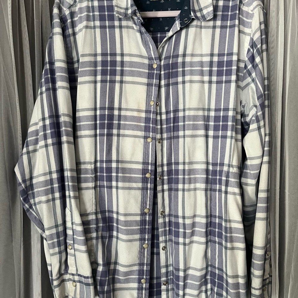 Jachs White and Navy Plaid Button-Down Shirt
